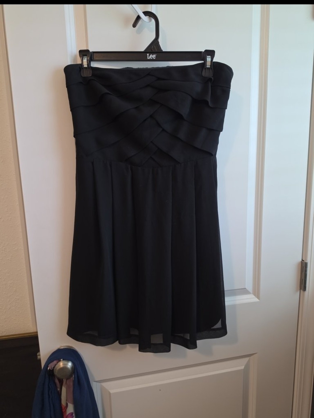 Express Strapless Black Dress with Pleated Overlay Bodice Mini Dress Size 6